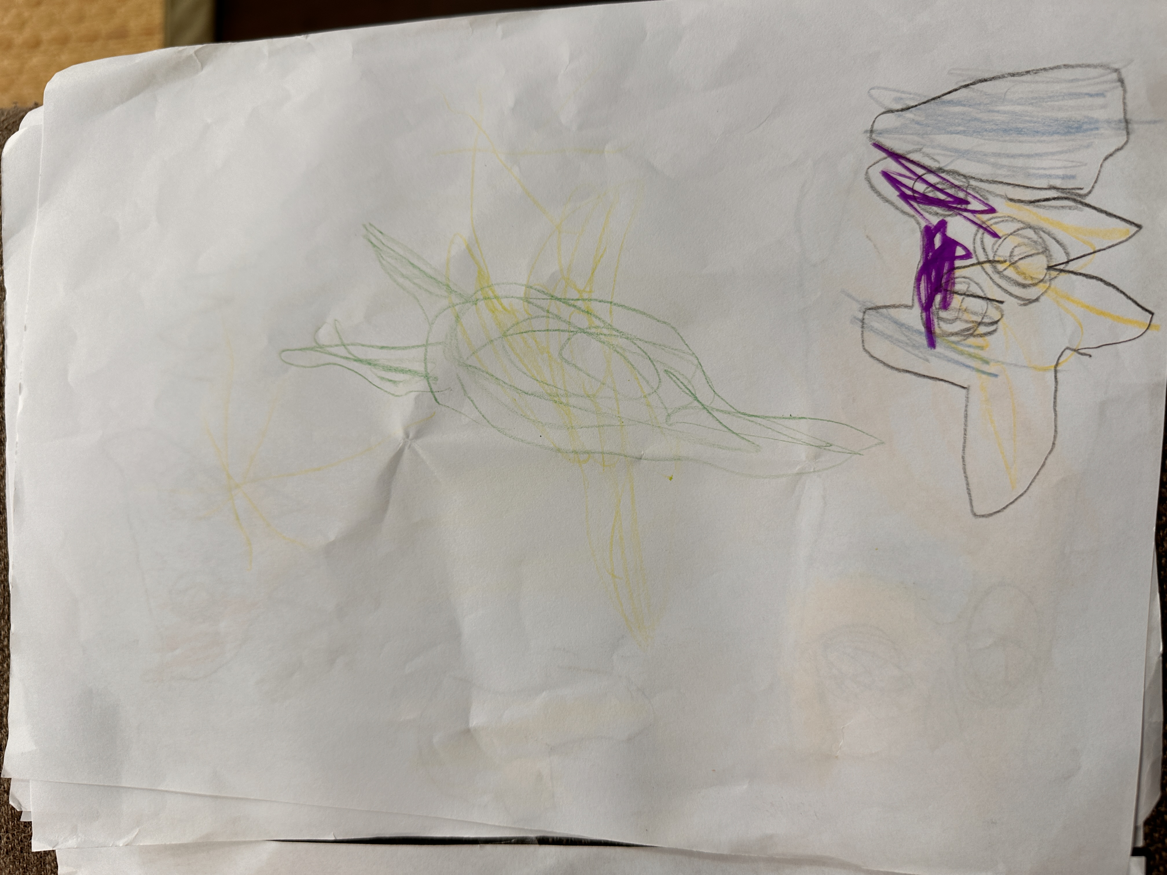 Child's drawing of a vehicle